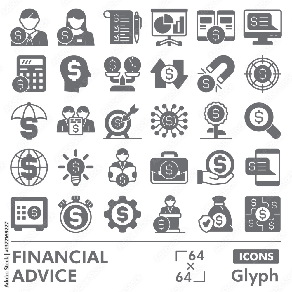Financial advice symbols collection or sketches. finance theme icons in glyph style signs for web and app. Vector graphics isolated on white background. Financial advice symbols collection or sketches. finance theme icons in glyph style signs for web and app. Vector graphics isolated on white background.