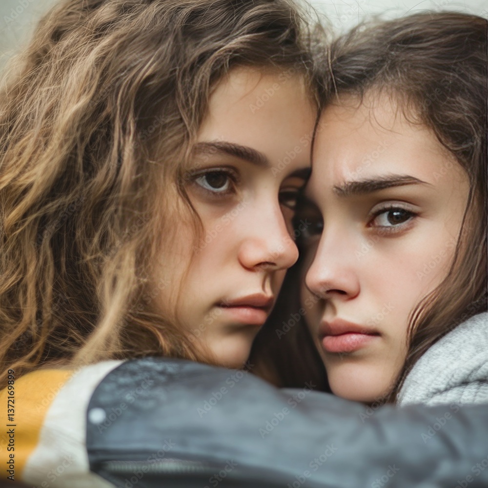 Obraz premium Teenage girl supports friend.