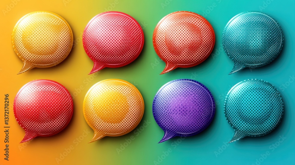 Colorful speech bubbles set on gradient background Colorful speech bubbles set on gradient background