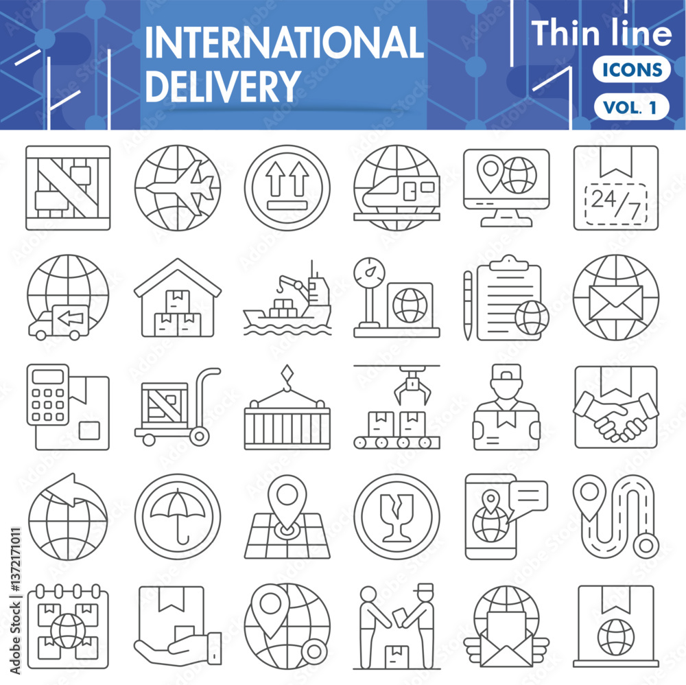 Delivery service symbols collection or sketches. international delivery theme icons in thin line style signs for web and app. Vector graphics isolated on white background. Delivery service symbols collection or sketches. international delivery theme icons in thin line style signs for web and app. Vector graphics isolated on white background.