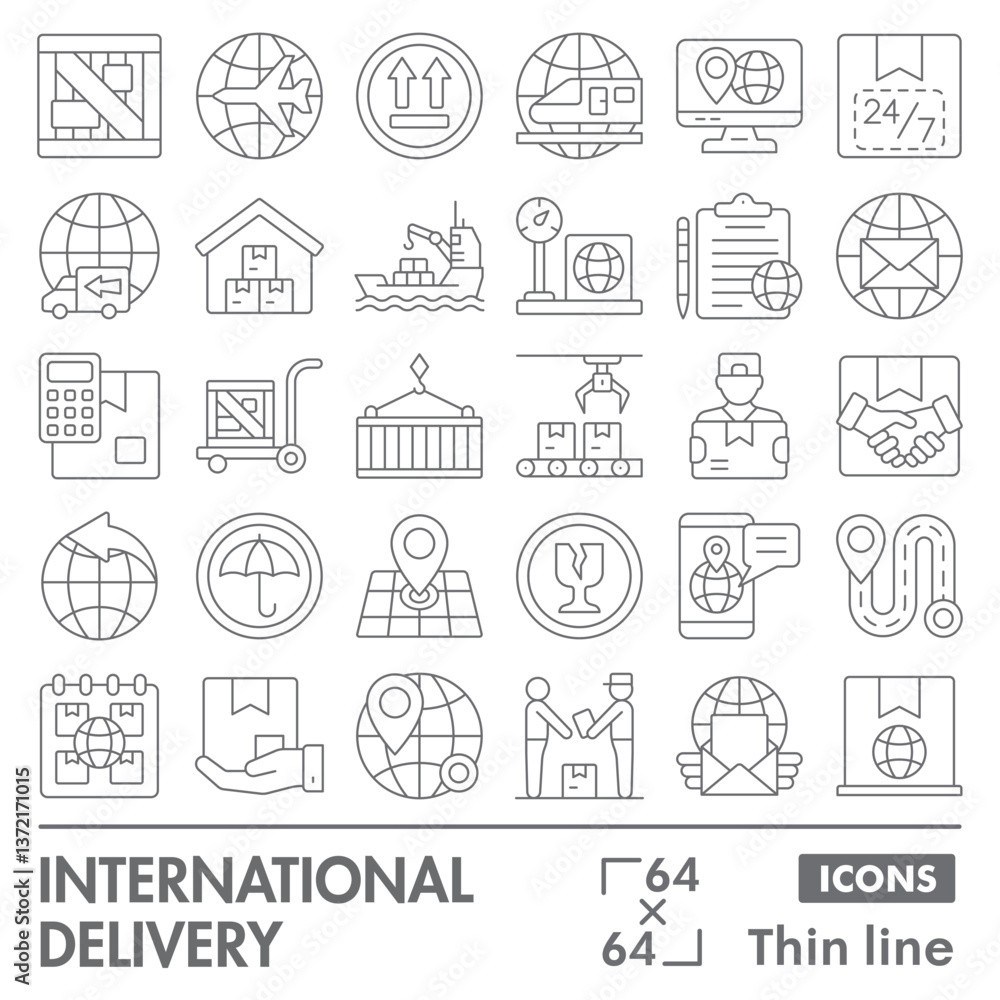 Delivery service symbols collection or sketches. international delivery theme icons in thin line style signs for web and app. Vector graphics isolated on white background. Delivery service symbols collection or sketches. international delivery theme icons in thin line style signs for web and app. Vector graphics isolated on white background.