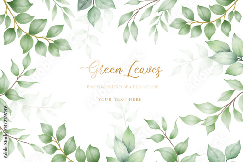 beautiful background green leaves watercolor