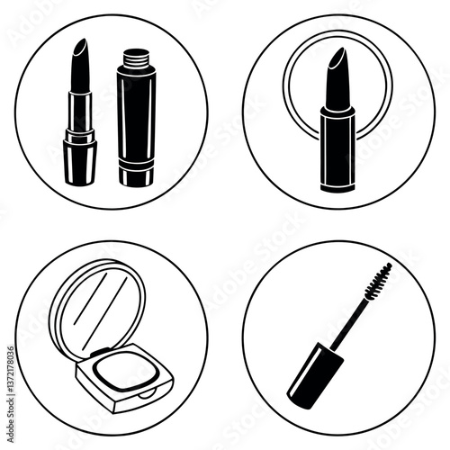 Silhouette 6-beauty cosmetics icon set. 