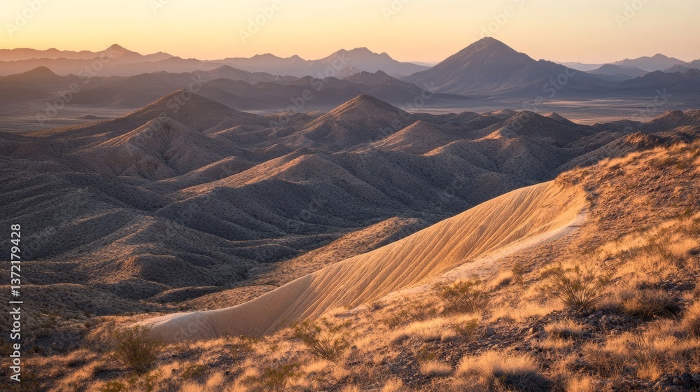 Naklejka premium Backlit gradient desert hills 
