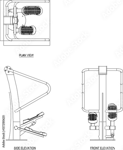 silhouette design vector illustration sketch image Gym Equipment Elliptical Machines for fitness place exercise
