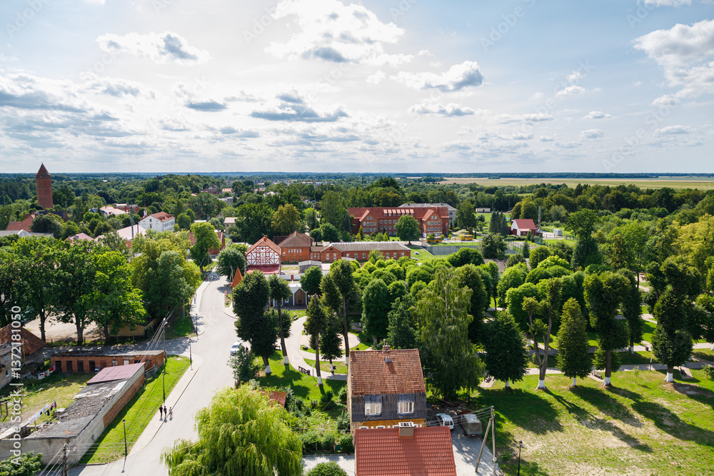 Cityscape of Pravdinsk town, view from above