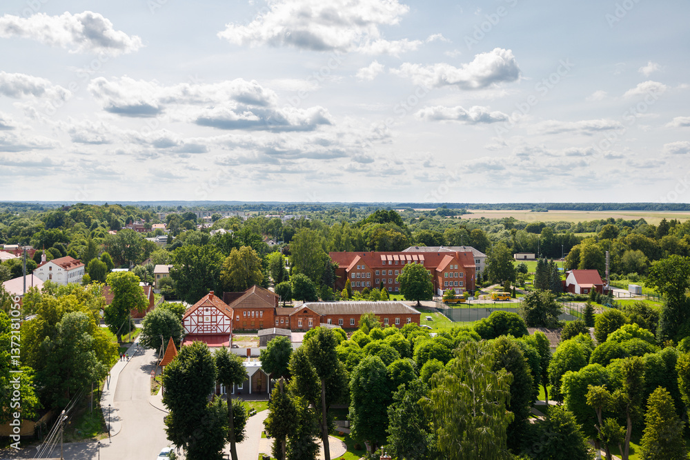Cityscape of Pravdinsk town, view from above