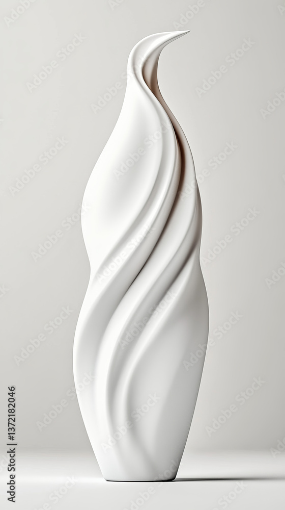 Elegant white vase with flowing curves on neutral background Elegant white vase with flowing curves on neutral background