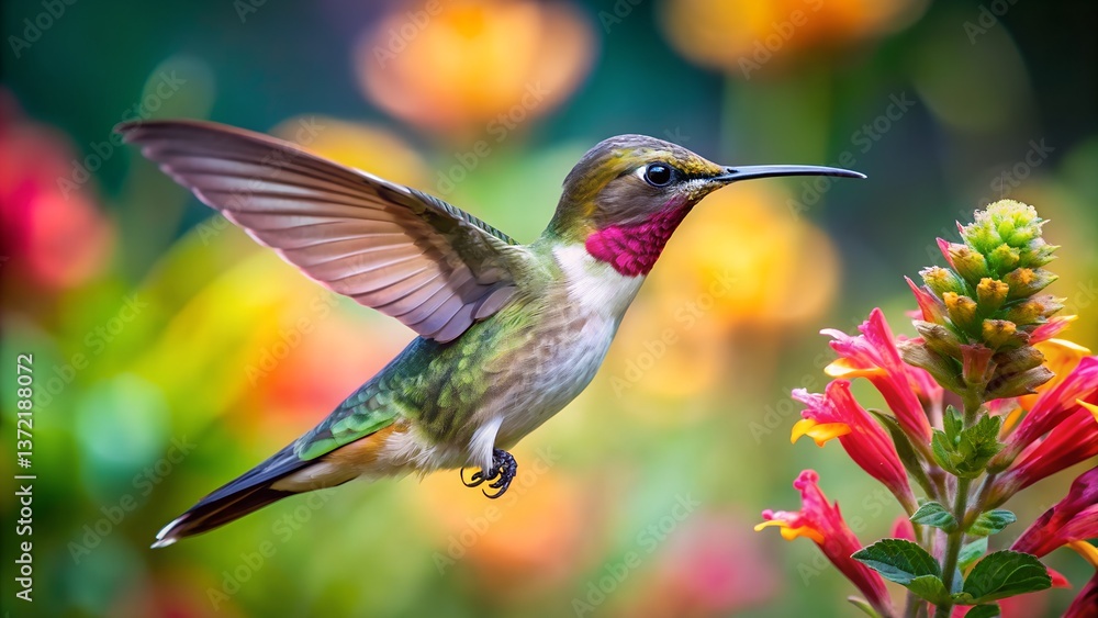 Fototapeta premium Hummingbird and flower