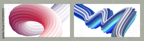 Abstract volumetric background. Cords. set of two illustrations. Toothpaste in a tube. Minimalism. Creative modern background. Cover design, wallpaper, background. eps vector.