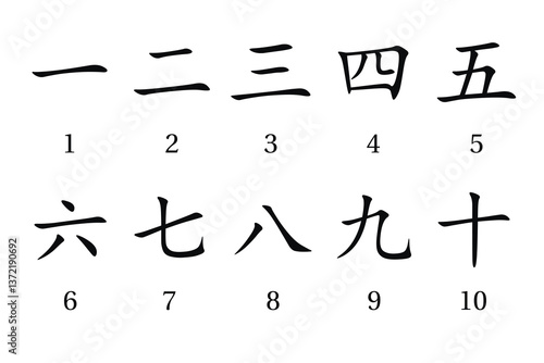 Japanese numerals. Education. Science. School. Vector illustration