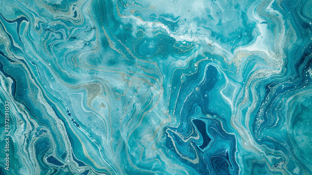 A bold turquoise marble texture with swirling deep blue and green veins A bold turquoise marble texture with swirling deep blue and green veins