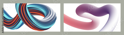 Abstract volumetric background. Cords. set of two illustrations. Toothpaste in a tube. Minimalism. Creative modern background. Cover design, wallpaper, background. eps vector.