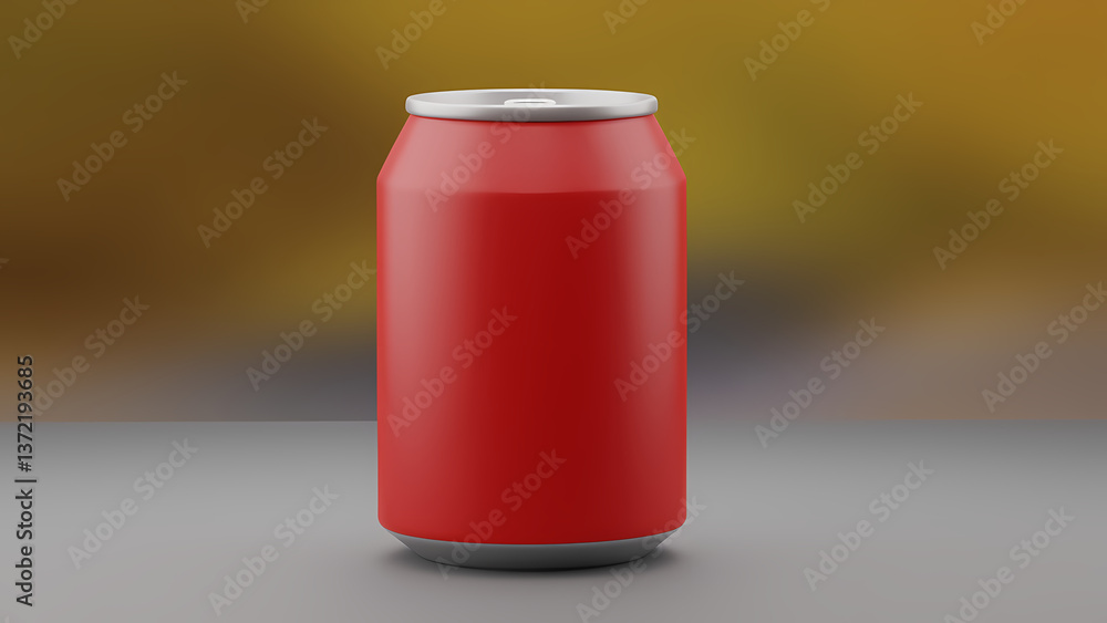 Bright Red Beverage Can on Neutral Background for Packaging Design Bright Red Beverage Can on Neutral Background for Packaging Design