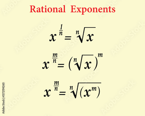 Rational Exponents. Education. Science. School. Vector illustration.