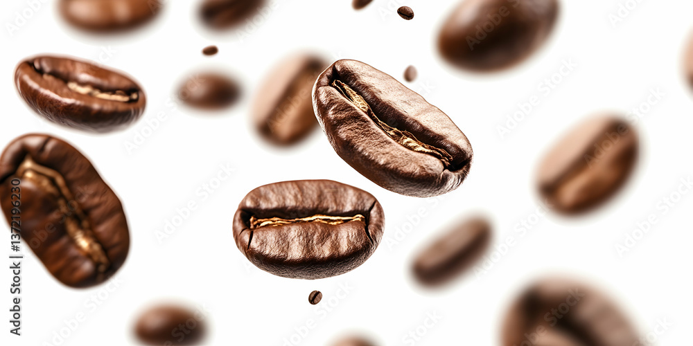 Coffee beans floating in the air Coffee beans floating in the air