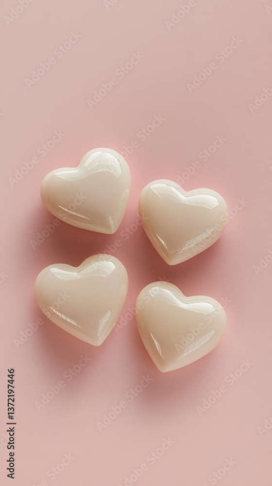 Obraz premium minimalist hearts valentine's day light pink background 
