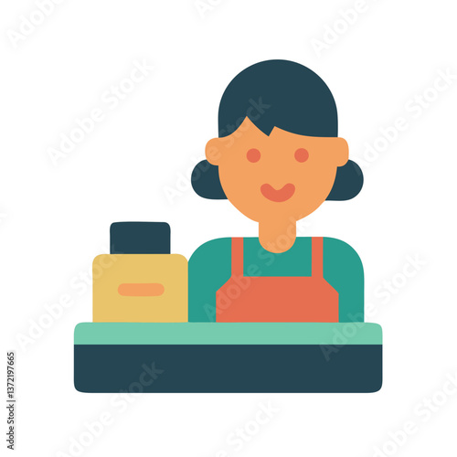 Colorful Cashier Vector SVG Illustration