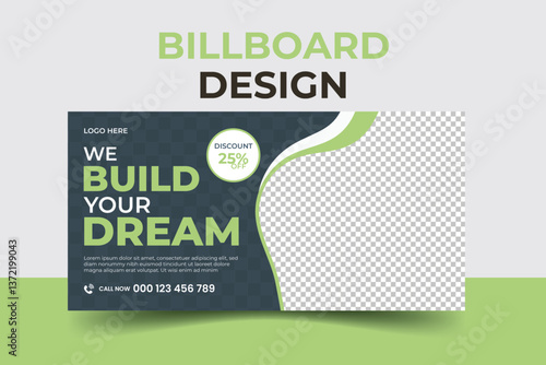 Outdoor billboard on blue sky background with clipping path