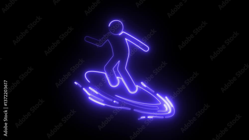 Glowing neon sport icon isolated on black background. HD Video motion graphic animation Glowing neon sport icon isolated on black background. HD Video motion graphic animation