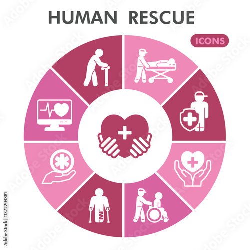 Human rescue collection or sketches. emergency theme icons in glyph style signs for web and app. Vector graphics isolated on white background.