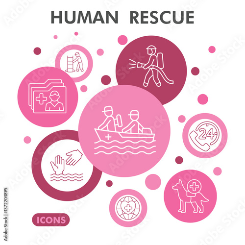 Human rescue collection or sketches. emergency theme icons in line style signs for web and app. Vector graphics isolated on white background.