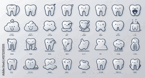 Dental Line Art Icons: Modern Vector Set for Dentistry & Oral Care



