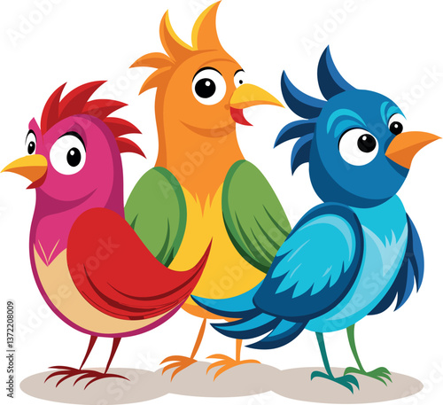 two birds on white background