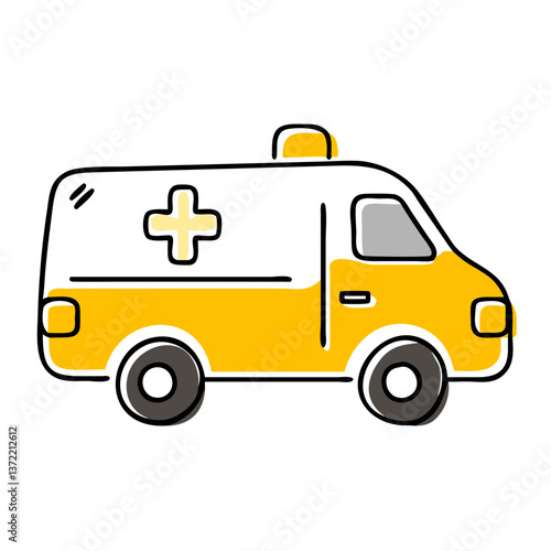 Ambulance icon, emergency mood, healthcare car. Safety and caution concept
