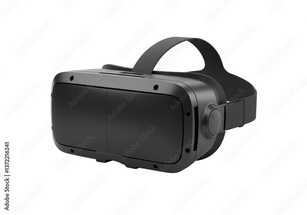 Virtual reality headset with modern design and adjustable strap, isolated on white background Virtual reality headset with modern design and adjustable strap, isolated on white background