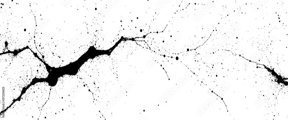Vector black and white background with grunge texture splatter design.