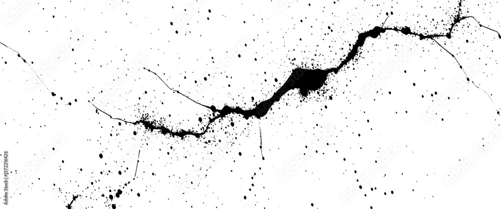 Vector black and white background with grunge texture splatter design.