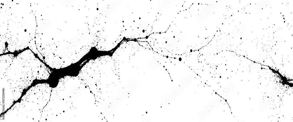 Vector black and white background with grunge texture splatter design.