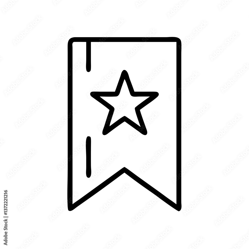 Simple black outline of a bookmark with a star design Simple black outline of a bookmark with a star design