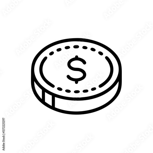Dollar coin illustration on white background  