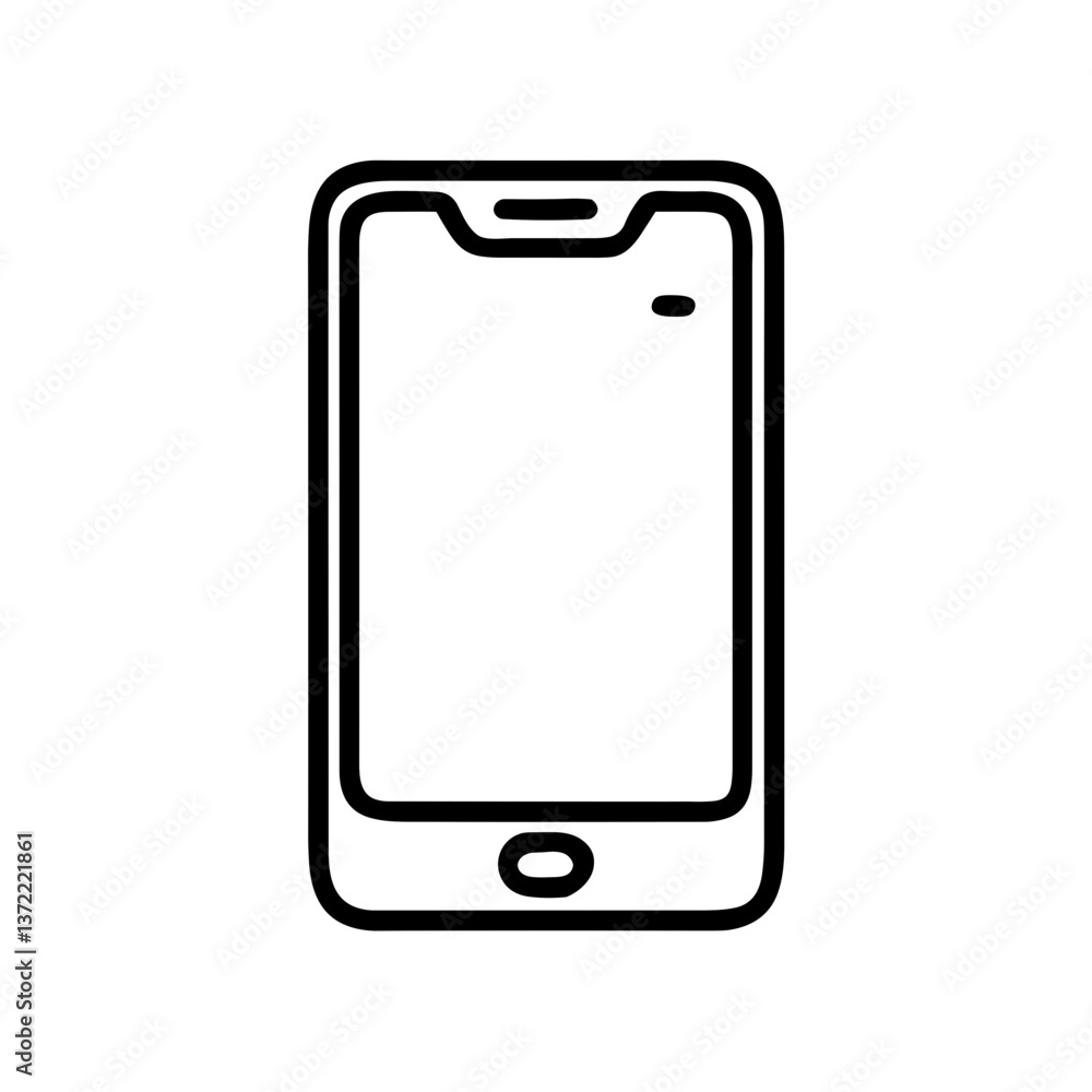 Outline of a smartphone in minimalistic style Outline of a smartphone in minimalistic style