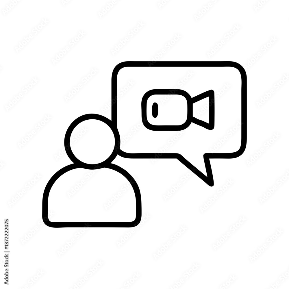 Person discussing video content in a speech bubble Person discussing video content in a speech bubble