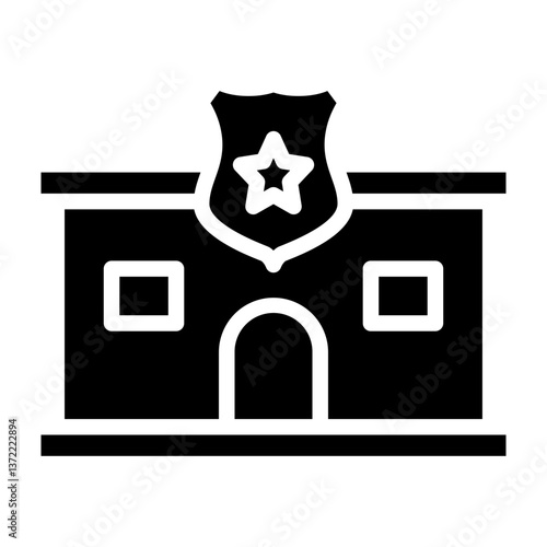 Police Station Vector Glyph Icon Design