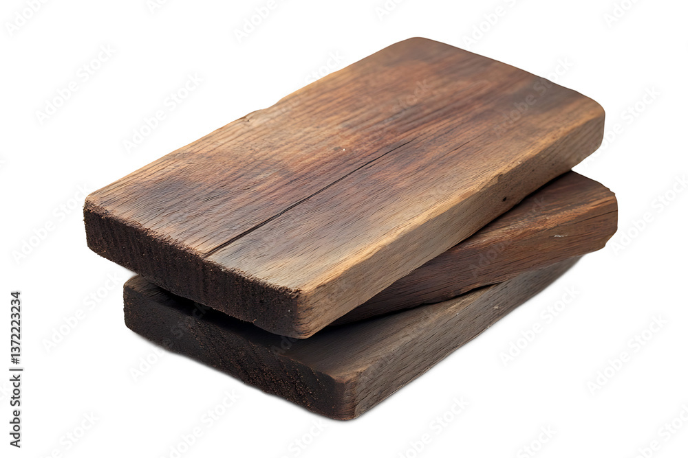 A stack of two rectangular wooden blocks with visible grain and texture on a black background A stack of two rectangular wooden blocks with visible grain and texture on a black background