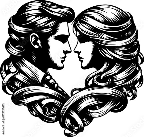 sketch vector illustration silhouette design icon logo symbol monochrome black white couple lovers dancing  