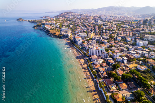 Fototapeta Naklejka Na Ścianę i Meble -  Kusadasi, Aydin, Turkey. Ladies Beach in Kusadasi. Touristic beach resort town on Turkey.