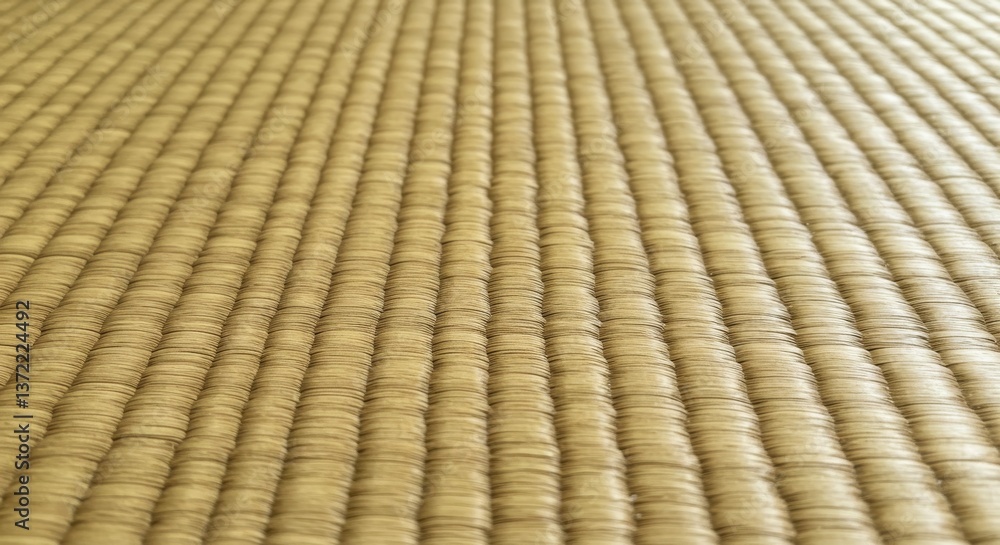 A textured tatami mat exhibiting woven patterns and soft warm tones A textured tatami mat exhibiting woven patterns and soft warm tones