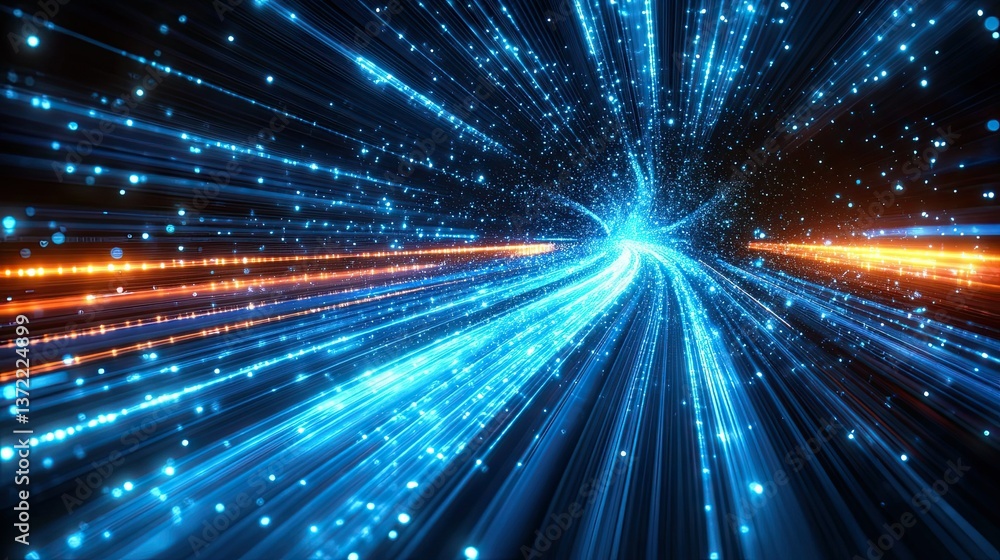 Abstract blue light trails showcasing futuristic technology motion, symbolizing data flow and speed Abstract blue light trails showcasing futuristic technology motion, symbolizing data flow and speed