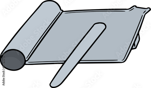 Illustration of pill counting tray and spatula
