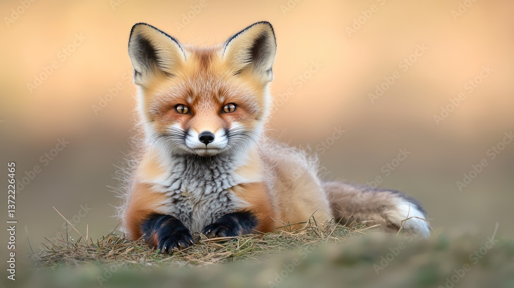 Fototapeta premium Young fox in autumnal landscape