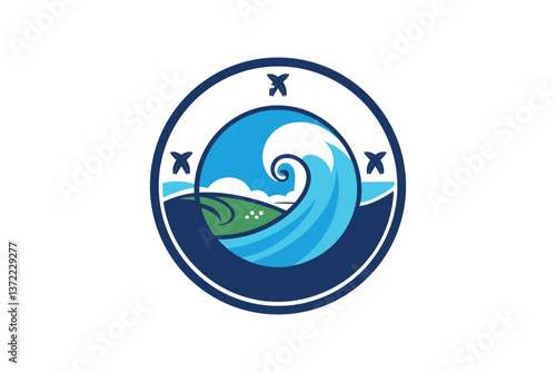 A vector art illustration of a Surfing club logo.eps