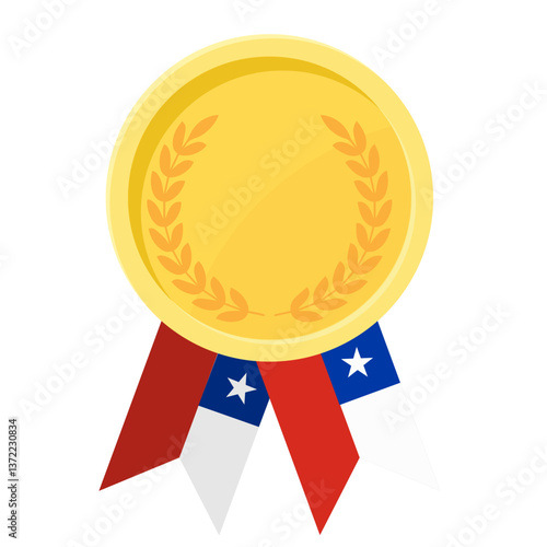Golden award medal with Chile flag ribbons for winners