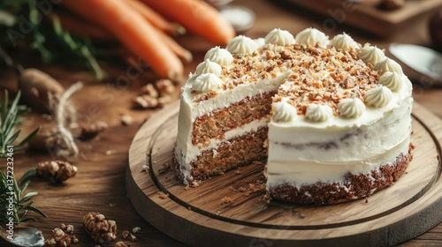 Wallpaper Mural Carrot cake on a wooden table setting  Torontodigital.ca