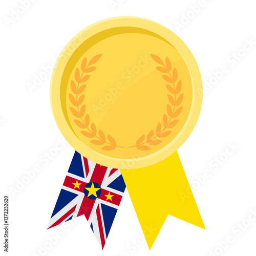 Golden award medal with Niue flag ribbons for winners