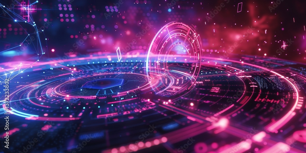 Fototapeta premium Explore the interconnectedness of cyberspace with futuristic digital interface designs